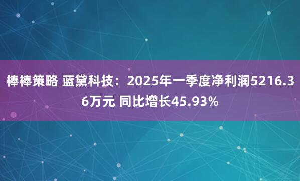 棒棒策略 蓝黛科技：2025年一季度净利润5216.36万元 同比增长45.93%