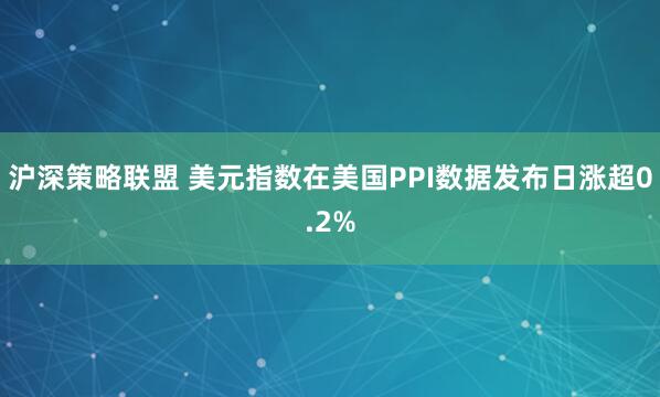 沪深策略联盟 美元指数在美国PPI数据发布日涨超0.2%